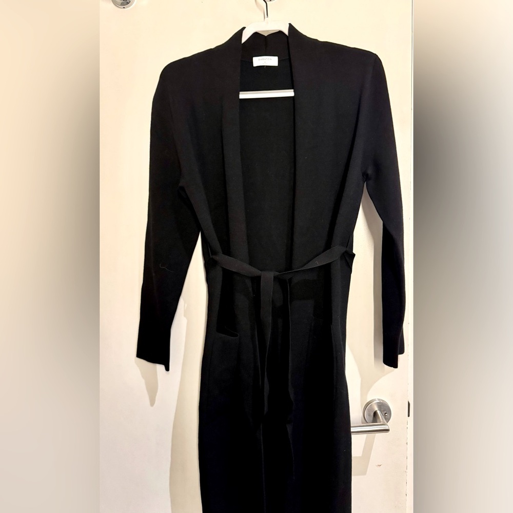Aritzia Babaton Ty Belted Long Cardigan in Black